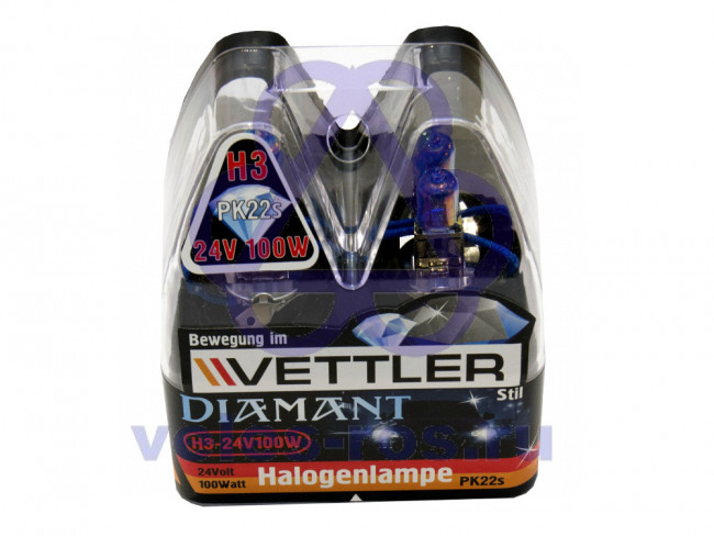 Автомобильная лампа (H3 24В 100W PK22s) Diamant (к-т 2 шт) VETTLER H3-24V100W Diamant
