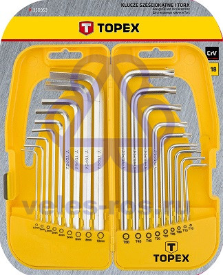 Набор ключей шестигранных TORX 18 шт TOPEX 35D953